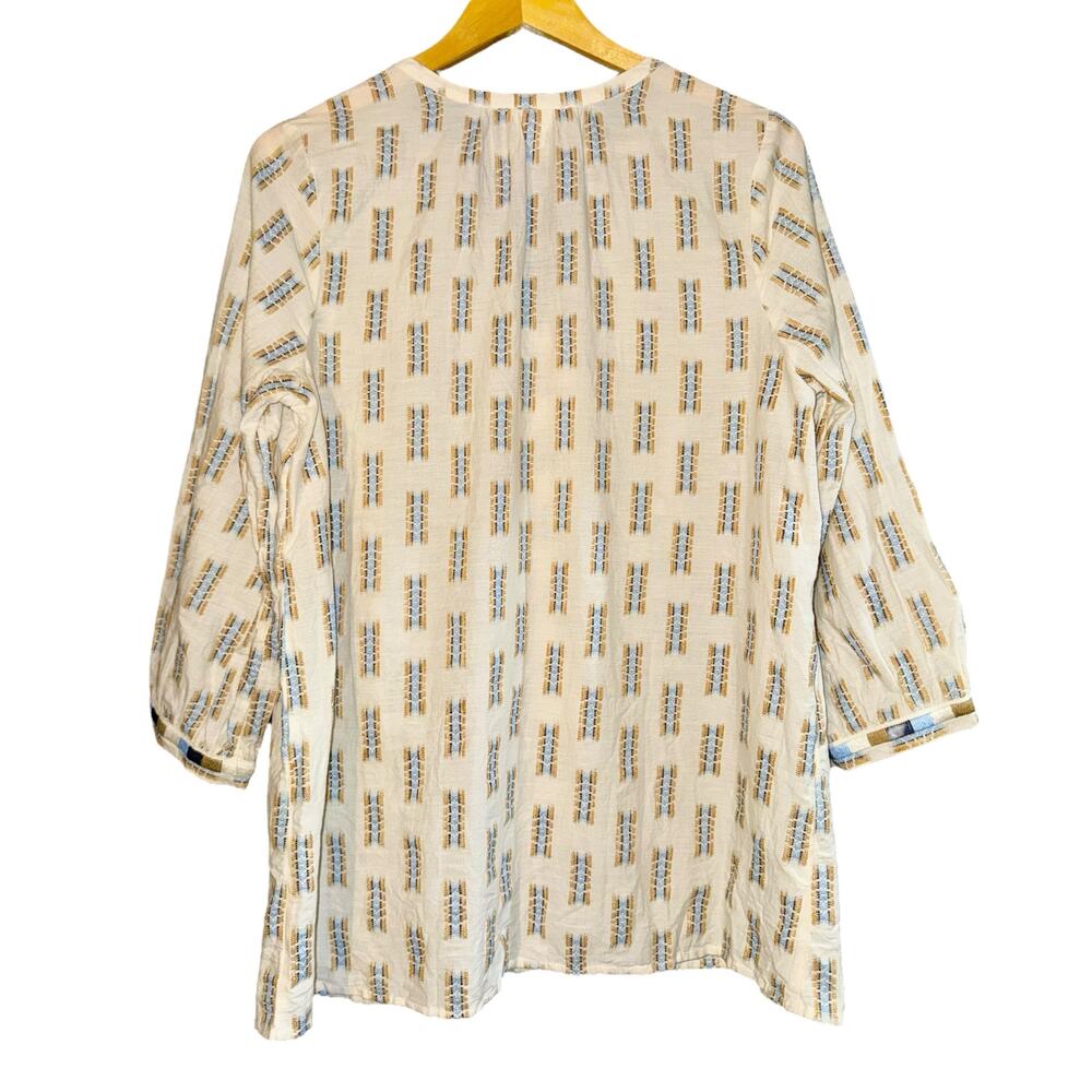 J. Jill Cream Geometric Print Button Front Blouse - Picture 6 of 8